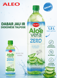 ALEO Aloe Vera Zero 1.5L pakuotėje - becukrė Aloe gėrimas