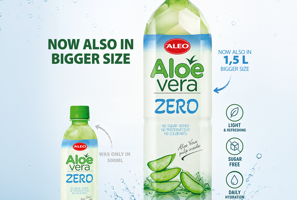 ALEO Aloe Vera Zero 1.5L bottle - sugar free aloe drink